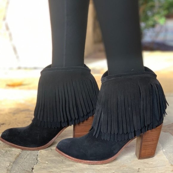 Bohemian Frye Ilana Fringe Short Cute Ankle Bootie - Picture 5 of 16